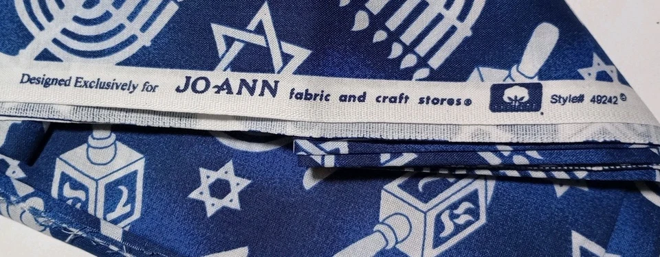 Hanukkah Blue & White 100% Cotton Fabric Festival of Lights Star of David 3/8 Yd - Image 4 of 4