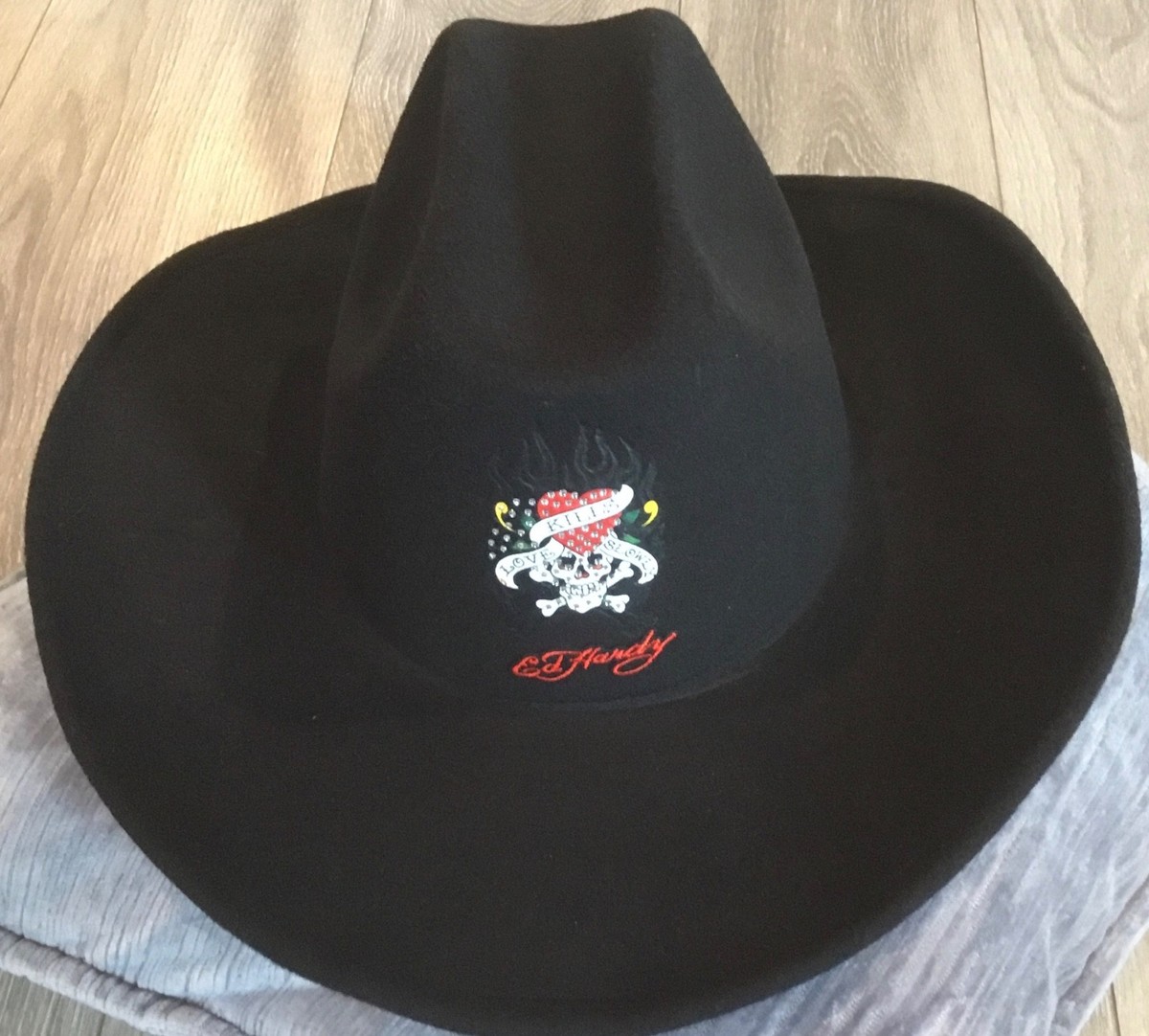 Ed Hardy Cowboy Hat, Stiff Brim, Soft Feel, Black  display picture 2