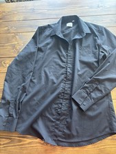 Burberry London Men  s Medium Button Down Black Shirt Long Sleeve Cotton EUC