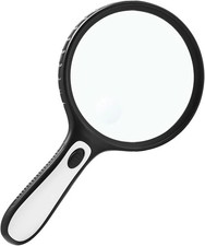 Handheld Lighted Magnifying Glass, 3-30X / 60X, Large Size with LED Light