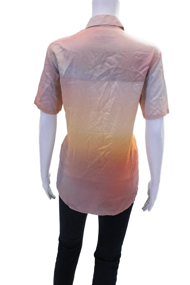 Camisa ombre feminina Veda gola curta manga abotoada tamanho P - Imagem 3 de 4