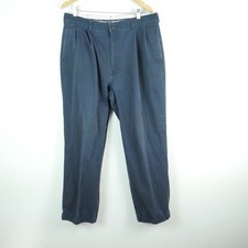Polo Ralph Lauren Vintage Hammond Pants 36x32 Blue Pleated Cuffed Cotton Chino