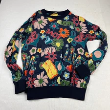 Love Moschino Silk Blend Blouse Floral Retro 70s Print Top Long Sleeve Size 2