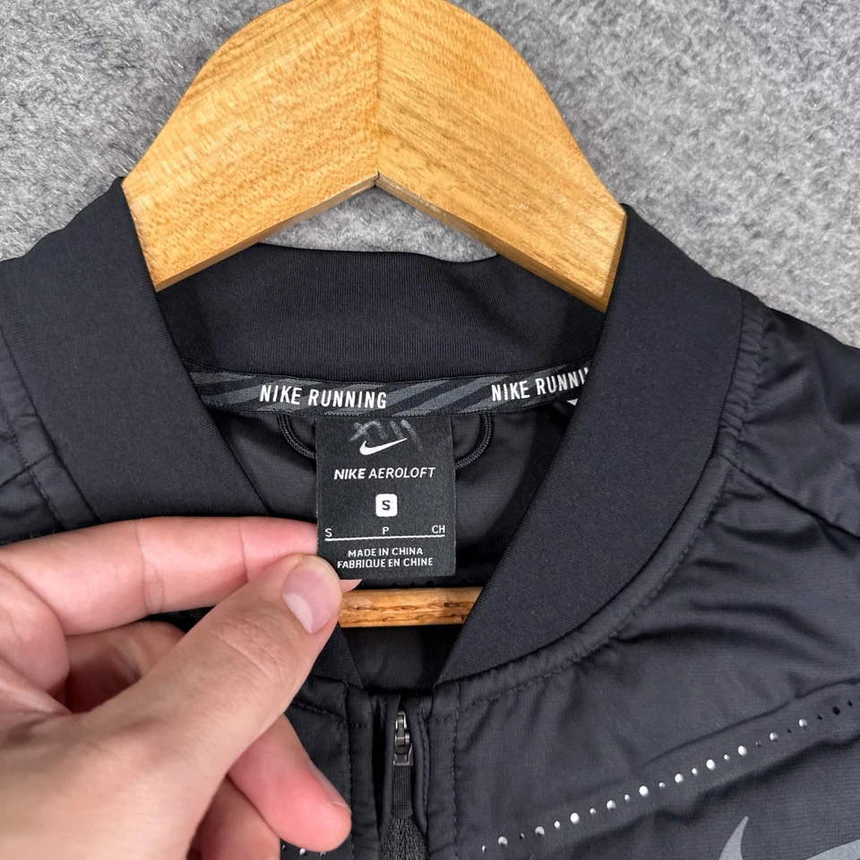 Nike Aeroloft 800 Chaleco para Correr Para Hombres Pequeño S Negro Plumón de Ganso Cremallera Completa 800497-010 Foto 4 de 4