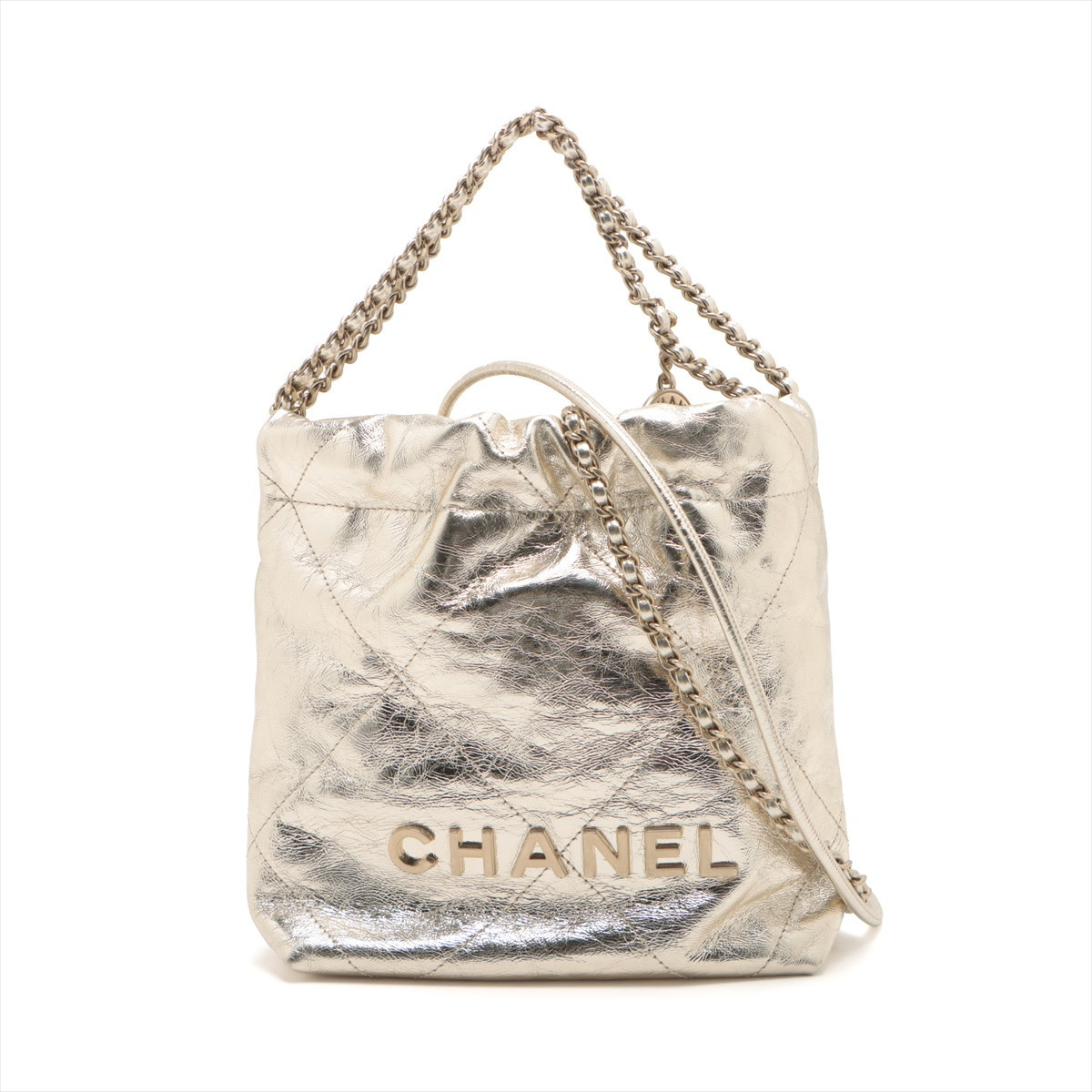 Chanel Chanel 22 mini Leather Chain Shoulder Bag Champagne Chanel Chanel 22 mini Leather Chain Shoulder Bag Champagne
