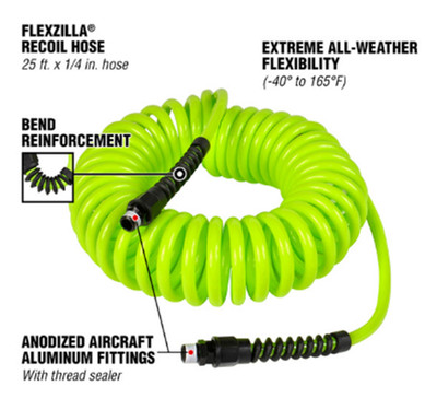 Flexilla Recoil Air Hose 25 ft. 1/4'' MNPT (LP1425AFZ)