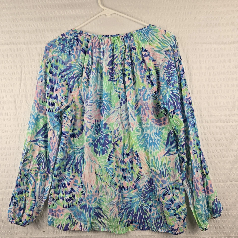 Blusa Lilly Pulitzer Mujer Willa Top Floral Manga Larga Colorida Artística Talla M Foto 2 de 4