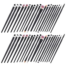 Reusable Travel Makeup Brush Set Black Plastic Eye Brushes with Soft Bristles