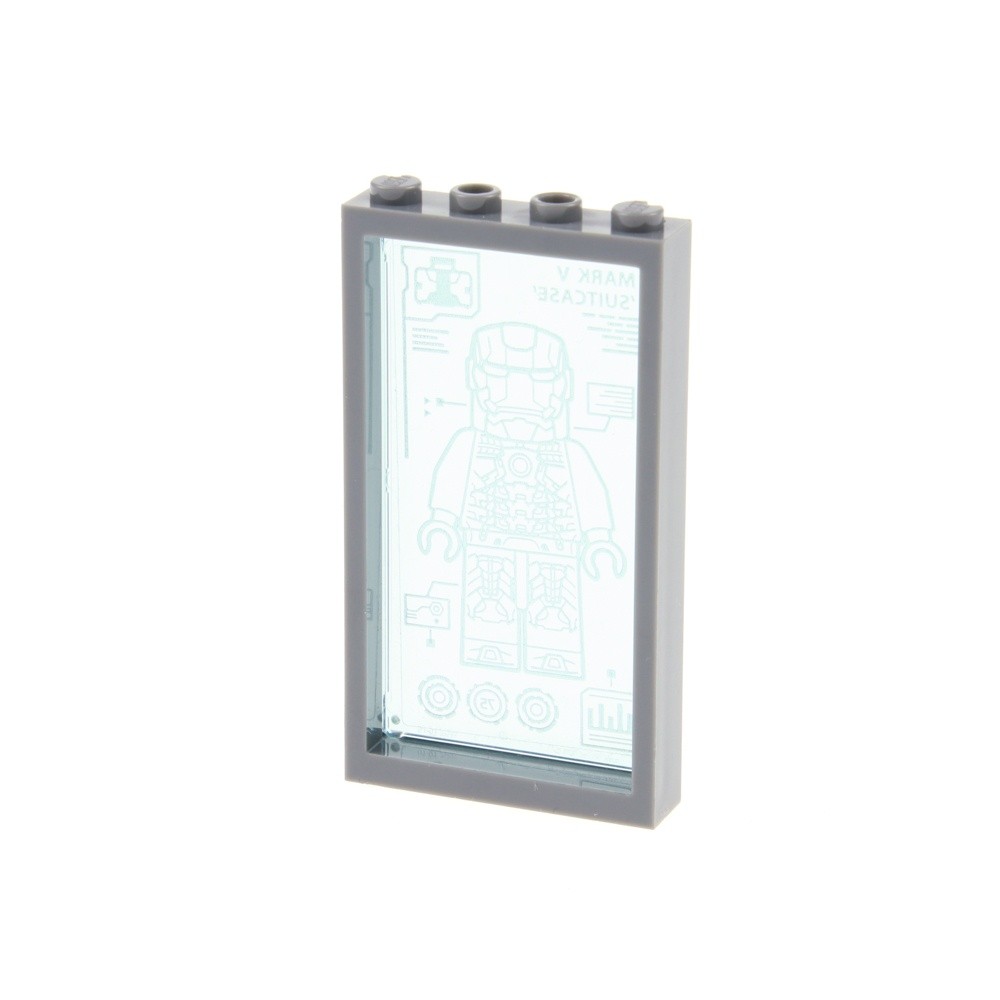 1X Lego Window Frame 1X4X6 Gray Pane Iron Man Mark V 57895PB060 60596
