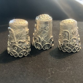 LOT of 3 Vintage TAXCO Sterling Silver Thimbles with Applied Wirework Filigree