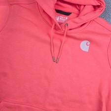 Carhartt Hoodie Women 2X pink Coral Relaxed Fit TS0288-W Logo Graphic Pullover
