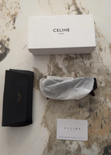 CELINE Paris Cat Eye Sunglasses Burgundy Plastic Frame Brown Tinted  Case Box
