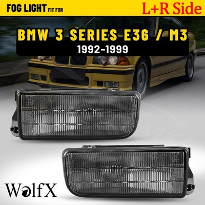 Fog Lights For 92-99 BMW E36/M3 3 Series Smoke Glass Lens with Bulbs H1 55W Pair