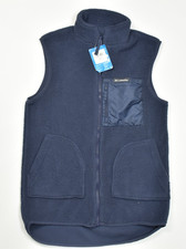 Columbia Holly Hideaway Sherpa Fleece Vest Womens Size Small Navy Blue Full Zip