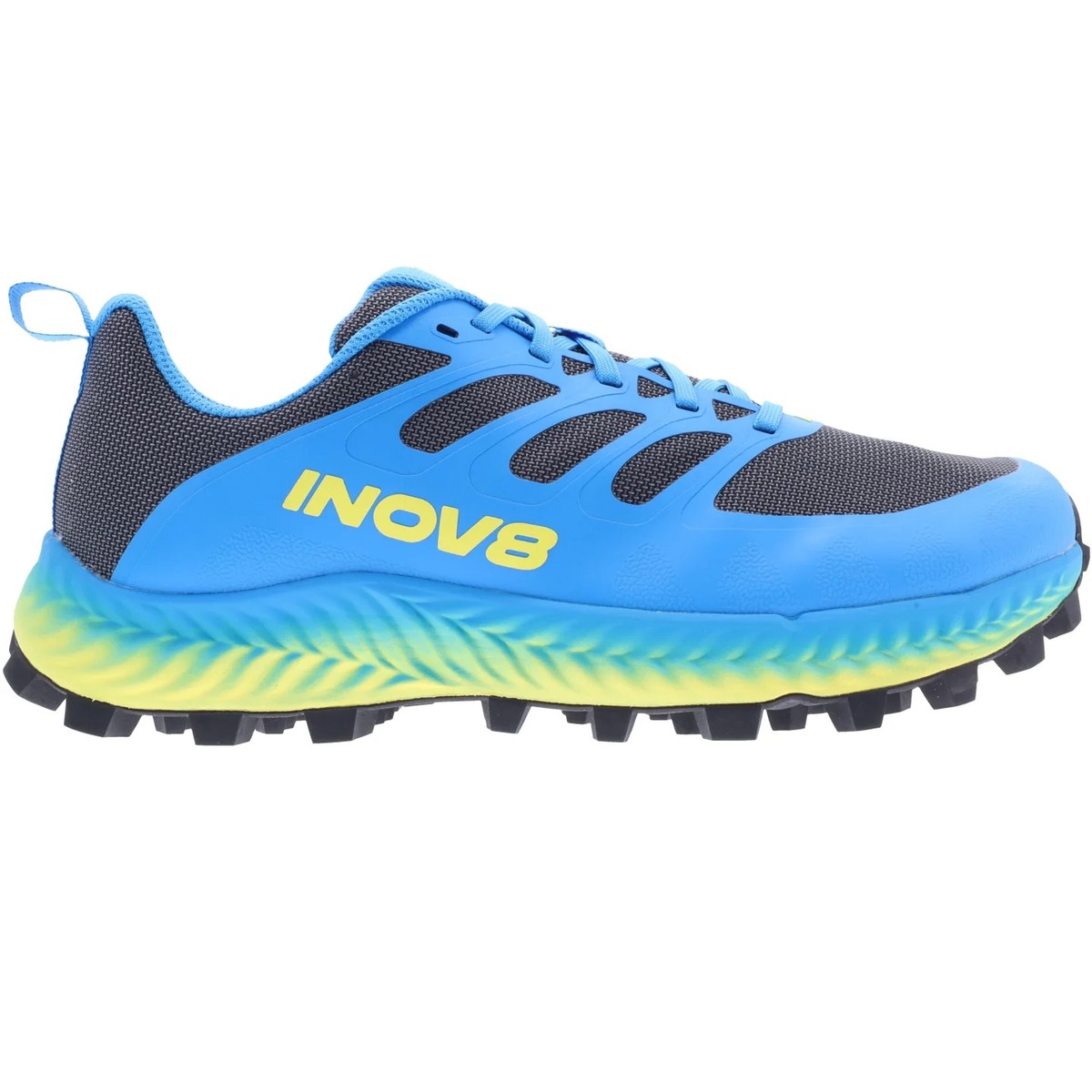 Men's Inov8 MudTalon, Dark Grey/Blue/Yellow, 9 B Narrow US