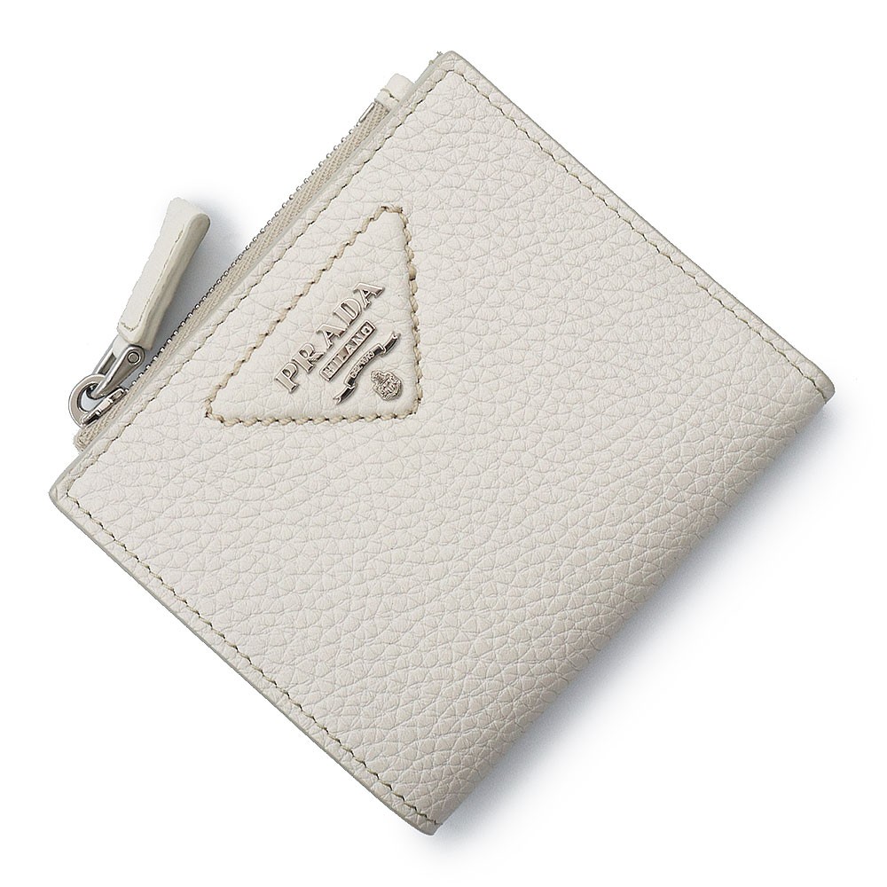 PRADA Triangle Wallet in Vitello Daino Leather Talco Color 1ML050-image