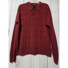Dockers Mens XL Burgundy Red Grid Textured Knit Long Sleeve Sweater Pullover
