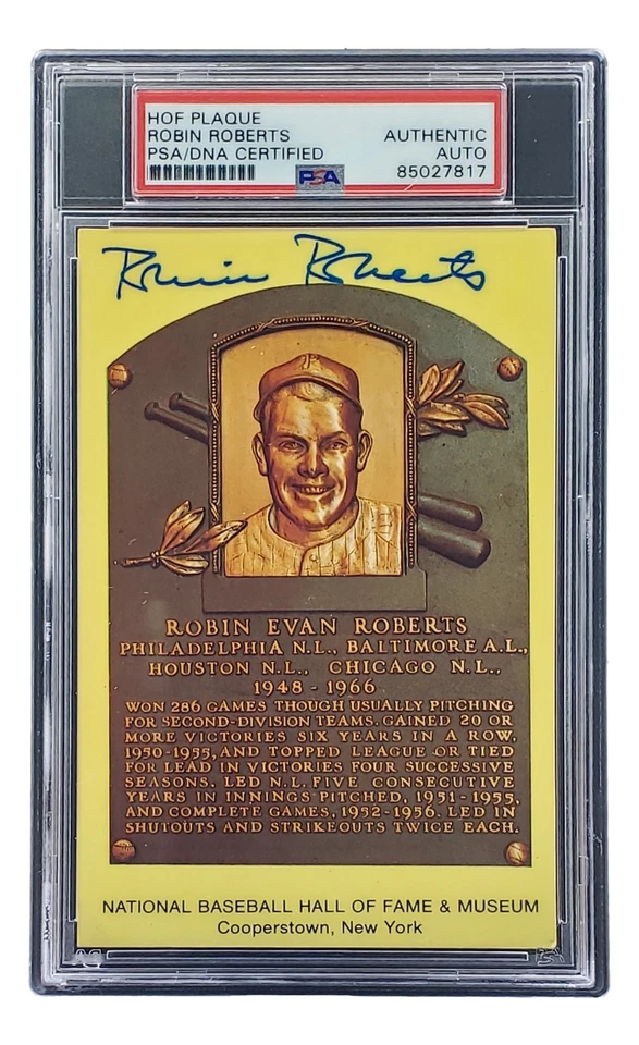 Robin Roberts Signed 4x6 Philadelhia Phillies HOF Plaque Card PSA/DNA 85027817 - Image 4 of 4