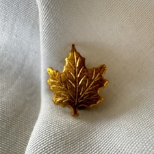 Canadian Maple Leaf Souvenir Pin Badge Gold Tone Vintage Brooch 