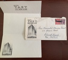 1938 Hotel Taft, New York envelope & blank headed paper 1938, Baron von Oertzen?