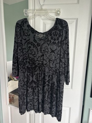 SOMA XL  Live Lounge Wear Black/gray Tunic Drawstring Waist Shirt