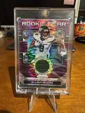 2021 Panini Prizm Rookie Gear Purple Pulsar Prizm Elijah Moore #RG-16 enclosed