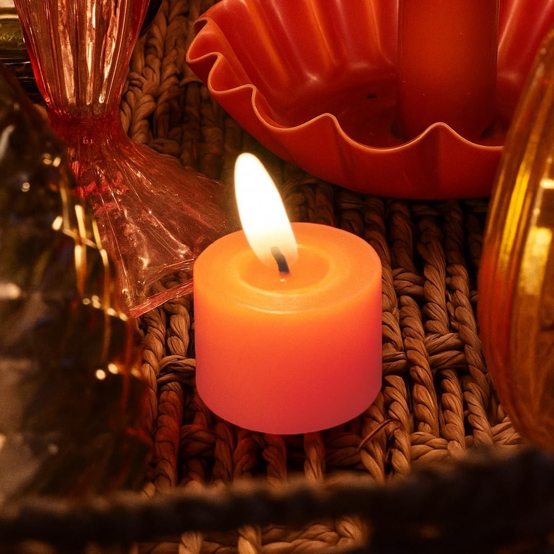 Talking Tables Flameless LED Tealight Orange Realistic Flickering Effect Reusab