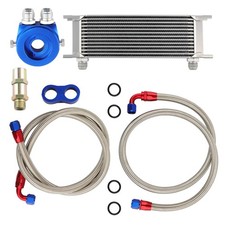 Oil Cooler + Filter Relocation Kit Fit For Universal 13 Row An10 Engine Sliver
