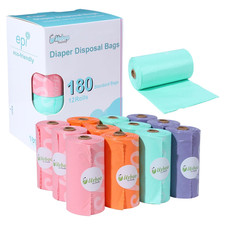 Diaper Bags Disposable for Baby, 12 Refill Rolls/180 Bags Oxo-Biodegradable Wast