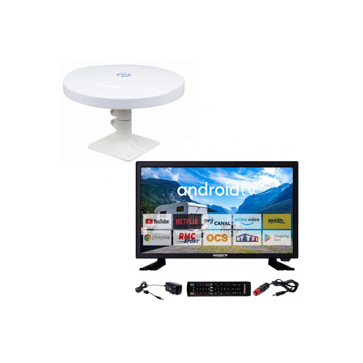 SMART TV LED 21.5" 54cm Antarion haute définition avec antenne TNT 360 degrés