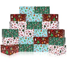 20 Pack Christmas Shipping Boxes Xmas Gift Boxes Decorative 4 Designs Empty R...