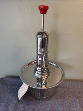 NEW-Vintage Mid Century Modern Liquor Dispenser Pump Decanter Chrome Tray