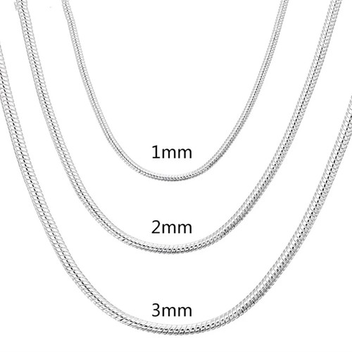 925 Sterling Silver Snake Chain Necklace 1MM 2MM 3MM Thin Dainty Chain 40-75CM