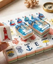 High-end Blue Ocean American Mahjong Game Set, 160 Mah Jong Tiles