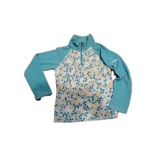 Girls Columbia Size S 7/8 1/4 Zip Pullover Polka Dot Fleece Teal Spring Patter