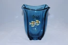 Fenton Vintage Blue Hand Painted Glass Vase – Fish Motif, Decorative