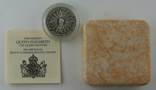 1980 Royal Mint The Queen Mother 80th Birthday Silver Proof Crown COA Boxed