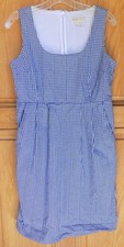 Michael Kors Ladies Size 8 Blue & White Check Sleeveless Dress