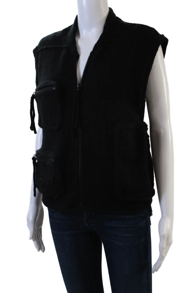 Grizas Womens Sleeveless Full Zipper Shell Sweater Black Wool Size Small - Image 2 of 4