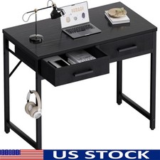 Compact Computer Desk W/ 2 Fabric Drawers Small Space Home Office Study Writing