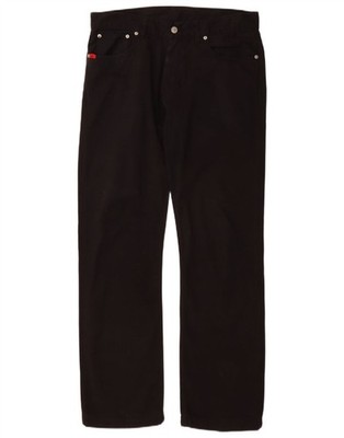 KAPPA Herren Straight Freizeit Hose IT 46 Small W34 L32 Schwarz Baumwolle Z009