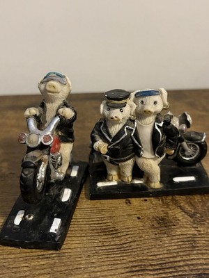 Hogs Biker Motorcycle Knick Knack Figure Miniatures Harley Davidson Style