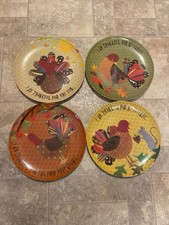 Pottery Barn Kids Melamine Thanksgiving Thankful For 9&rdquo; Plates Set of 4