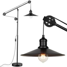 Adjustable Industrial Floor Lamps For Living Room Rustic Reading Lamp With Pulle