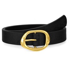 Leather Belt for Casual Waist Belt with Gold Buckle Fashion Ladies Belt for J...