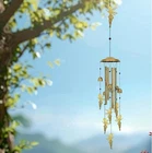 lifemet Metal Mermaid Wind Chimes Garden Memorial Decor – Gold photo 2