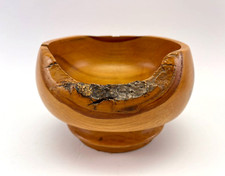 Vintage Live/ Natural Edge Hand Turned Footed Wooden Bowl Unique Art D cor