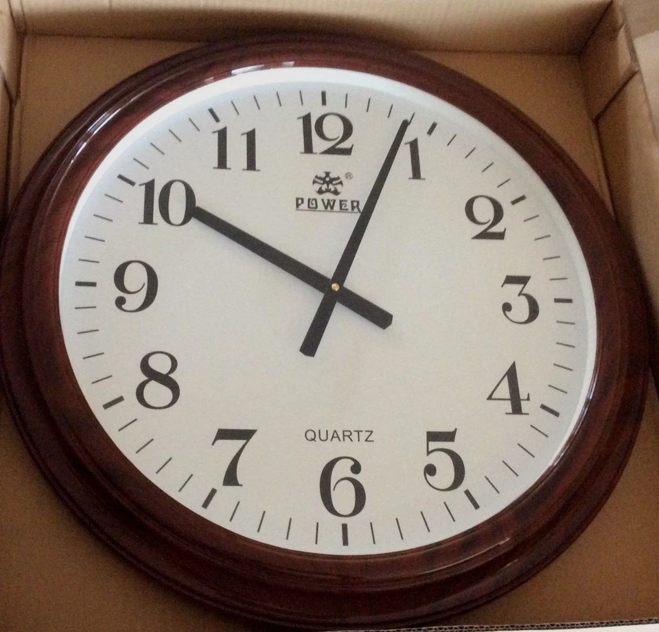 POWER Reloj de Pared Redondo Grande Madera Grano Acrílico Sin Tictac Silencioso ¡Alta Calidad! Foto 2 de 2