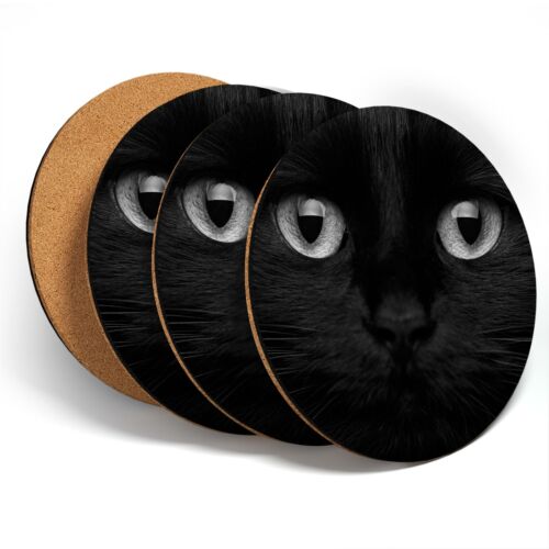 4 x Untersetzer - BW - Niedliche gruselige Katze Halloween #41105 - Bild 1 von 4