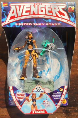 Vintage 1999 Marvel Avengers United They Stand -Tigra w/ Stand & Done, Toy Biz 